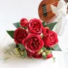 Decorative Flowers 9pcs Rose Artificial Fake Flower Valentines Day Gift Silk Flores Artificiales Decoration Mariage Weddings Home Decor