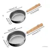 Pans Rust-resistant Stainless Steel Flat Bottom Pan With Wood Handle Frying For Stir-Frying Sauteing