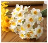 Kwiaty dekoracyjne 6pcs sztuczny narcyz bukiet domowy dekoracja pulpitu Fałszywe wystrój sceny ślubnej Daffodil Bridal