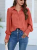 Damesblouses 2023 Herfst Button Up Shirt Dames Office Chiffon Shirts Dames Wit Zwart Losse lange mouwen voor XXL