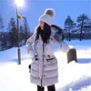 Monclairs 재킷 여성 디자이너 다운 자켓 아프로티티 패션 모피 칼라 후드 롱 코트 겨울 따뜻한 따뜻한 따뜻한 복어 재킷 검은 색과 흰색 2 색