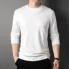 Camisolas masculinas inverno outono camisola carta impressão em torno do pescoço moda solta relaxado manga longa camiseta topo para masculino l008
