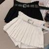 Women's Shorts 2023 Summer Korean Style Slim-Fit Sweet Preppy Pleated Woman High Waist Casual All-Matching Short White Black