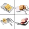 Outils de fromage Accueil Cuisine Trancheuse en acier inoxydable Coupe-fil avec échelle Planche à mesurer Base antidérapante Gâteau au beurre Coupe de jambon 230918