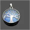 Charms New Natural Stone Pendant Gemstone Tree Of Life Diy Necklace For Women Men Jewelry Drop Delivery Findings Components Dh5Ur