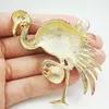 Pretty Österrikare Crystal Flamingo Bird Gold-Tone Brosch Pin Pink Accessories214e