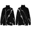 Мужские свитера 2023, мужские водолазки, уличная одежда, потертый вязаный рваный пуловер в стиле хип-хоп, ретро, Harajuku, мягкий черный