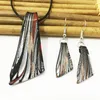 Collier boucles d'oreilles ensemble 1 feuille noire glaçure colorée Style chinois verre de Murano couteau pendentif boucle d'oreille bijoux pour femmes cadeau
