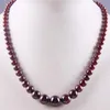 Natural Garnet Graduated Round Beads Necklace 17 Inch Jewelry For Gift F190 Chains213g