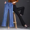 Jeans da donna 2023 pantaloni casual a gamba larga professionali a vita alta con micro svasatura primavera autunno