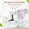 Portable Electric Sewing Machine Pink Mini Handhållen användbar ABS Symaskin Small Single Needle Home Desktop Automatic293i