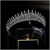 Acessórios de cabelo Clipes Barrettes Fiddy898 Cristal Vintage Royal Queen King Tiaras e Coroas Homens / Mulheres Pageant Prom Diadem Ornaments D Dh0BT