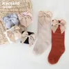 3 пары детских носков, детские гольфы для девочек и мальчиков, длинные носки с бантом, мягкая хлопковая сетка, дышащие детские носки с вырезами, носки средней длины 230918