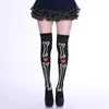 Women Socks 1pair Women'S Halloween Stockings Fashion Gothic Bones Skull Printed High Tube Funny Female Over Knee Stocking Chaussettes