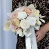 Decorative Flowers W3JA 12 Inch Artificial Bridal Bouquet For Wedding Ceremony And Anniversary