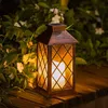 Lanterna a candela solare, effetto tremolante realistico LED LANDERA LATERNA con gancio sospeso per patio per giardino esterno