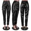 Spodnie damskie faux pu skórzane kobiety joggers spodni