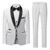 Men's Suits Men Jacket Pants Vest Three Black Shawl Lapel Single Breasted Formal Wedding Blazer Trajes Elegante Para Hombres
