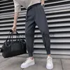 Men's Pants T Trousers Men Free Belt Korean High-Quality Drape Ice Silk Casual Suit Summer Thin Style High-End Feeling Ankle-Tie Ankle-Length J230918