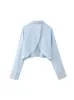 Женские блузки, женская укороченная рубашка 2023, винтажный топ с длинными рукавами Y2K, летняя модная кроссовер с открытой спиной, шикарная женская рубашка на пуговицах