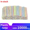 Disposable Cups Straws 10000pcs Disposable Plastic Drinking Straws Plastic Straw Multi-colored Striped Bendable Elbow Straws Party Kitchen Bar Supplies 230918