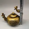 Dekoracyjne figurki stare brązowe chińskie miedziane ręcznie robione smok i Phoenix Teapot Antique Crafts Sculpture