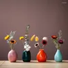 Vasos cerâmica mini vaso simples moderno arranjo de flores secas sala de estar decorativo ornamento artesanato decoração para casa