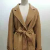 Women's Wool Blends 2023 Autumn Winter Coat woman Mid length Coat women Water ripple long Cashmere overcoat long lady Double-sided woolen clothL230918