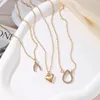 Anhänger Halsketten Trend Elegante Schmuck Kristall Hohl Wasser Tropfen Form Halskette Gold Farbe Frauen Mode Herz Großhandel