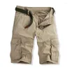 Mäns shorts svart khaki gröna mäns last bomull militär armé strids höft multi fickor storlek 28-40