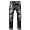 Jeans firmati hip-hop marchio di moda high street jeans retro strappati cuciture pieghe design da uomo pantaloni slim da equitazione305u