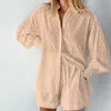 Survêtements pour femmes 2023 Beach Shirt Shorts Twopiece Set Femmes Été Casual Survêtement Femme Lâche À Manches Longues Top Costume Lounge Wear Homewear 230915