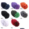 Caps Hats Woman Big Flower Turban Elastic Cloth Hair Accessories Bands Hat Chemo Ladies Muslim Scarf Hijab Cap Bonnet Beanie For Drop Dhdmm