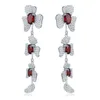 Dangle Earrings Real Solid Sterling Silver 925 Drop Natural Genuine Gemstone Garnet Birthstone Fine Wedding Party Jewelry 8.6 Carats