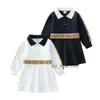 Bebê meninas vestido crianças lapela faculdade manga curta camisa plissada saia crianças roupas casuais saco de roupas