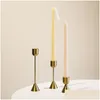 Candle Holders American Gold Metal Holder Table Home Decoration Creative Vintage Living Room Romantic Decor Drop Delivery Garden Dhorr