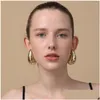 Hoop Huggie Earrings Vintage Gold Plated Big Water Drop For Women Glossy Stainless Steel Teardrop Chunky Dome Jewelry Gifts Delivery Dhm8R