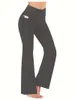 Active Pants Damen Flare-Leggings mit Taschen, Bootcut, Yoga, hohe Taille, Workout, lässig, Bauchkontrolle