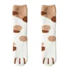 Kawaii Cartoon White Socks for Women Cute 3d Dog Cat Paw Pattern Female Fleece Warm Funny Socks Home Floor Sleeping