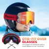 Maschere da sci Maschere da sci OTG Occhiali da snowboard per uomo Donna con lenti gialle Protezione UV400 Antiappannamento Occhiali da sci Occhiali da neve per adulti 230918