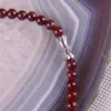 Natural Garnet Graduerade runda pärlor halsband 17 tum smycken för gåva F190 kedjor213g