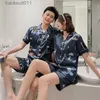 Women's Sleepwear Women Men Unisex Couple Pajamas Nightwear Sexy satin silk Sleepwear L230918