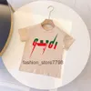 TシャツファッションキッズポロTシャツ子供半袖波状ストライプベイビーTシャツボーイズトップ衣料レタープリントティーガールコットンTシー