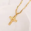 Ciondolo croce da uomo in oro giallo massiccio 18 carati GF con linee di ciondoli Collana fabbrica di gioielli cristiani Dio regalo304j