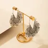 Boucles d'oreilles pendantes Vintage couleur argent fleurs goutte breloques évider géométrie alliage métal pour femmes bijoux accessoires 18208