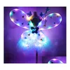 Other Event Party Supplies Girl Led Butterfly Wings Set With Glow Tutu Skirt Fairy Wand Headband Princess Light Up Carnival Costume Gi Dh1Sx