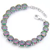 Whole - 925 Sterling Silver Handmade Multi Genuine Round Frie Rainbow Mystic Topaz Lady Chain Bracelets260K