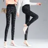 Damenhosen Herbst Winter Frauen Bedruckte Leggings Samtgefüttert Knöchellang Warm Plüsch Mama Enge Frau Hohe Taille Lässiger Bleistift