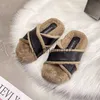 Slippers Slippers Women 2022 Autumn and Winter New Open Tee Plush Home Slippers Women’s Slippers Cross Swice Cotton Slippers Women Corean Style X0916
