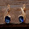 Kolczyki Dangle Punk Style Fashing for Women Blue Sapphire Hoop Bridal Wedding Wedding Kamień Biżuteria Hurtowa